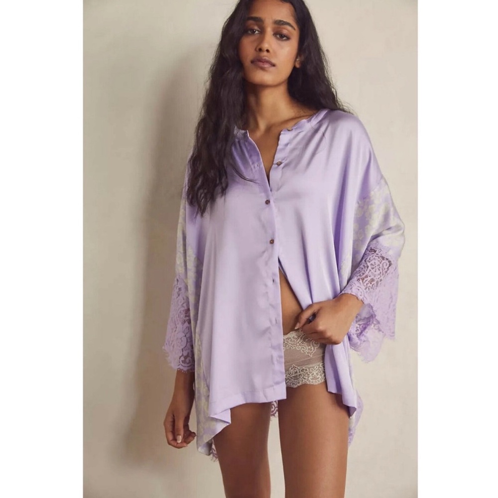Free People Lilac Lace Top